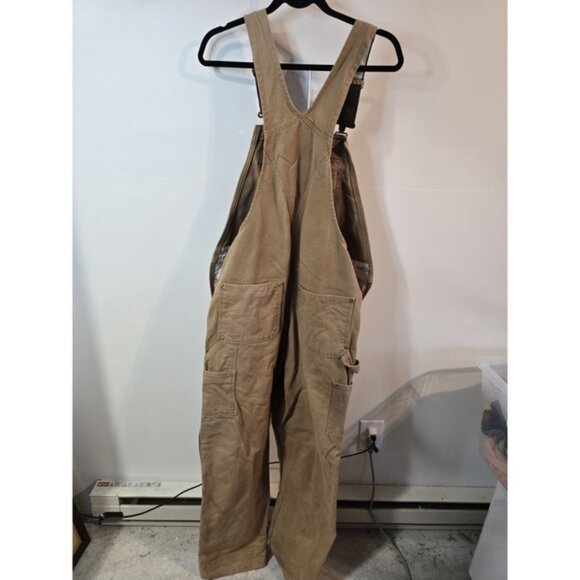 Carhartt Overalls Mens 34x34 Brown Duck Canvas Bib Double Knee Hammer Loop - Picture 2 of 9